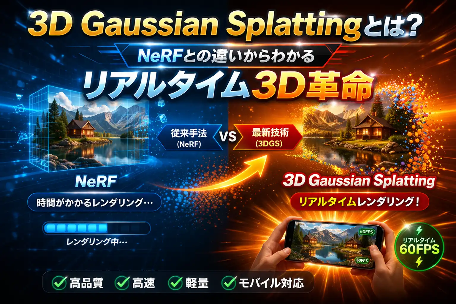 3D Gaussian Splattingとは?NeRFとの違いからわかるリアルタイム3D革命