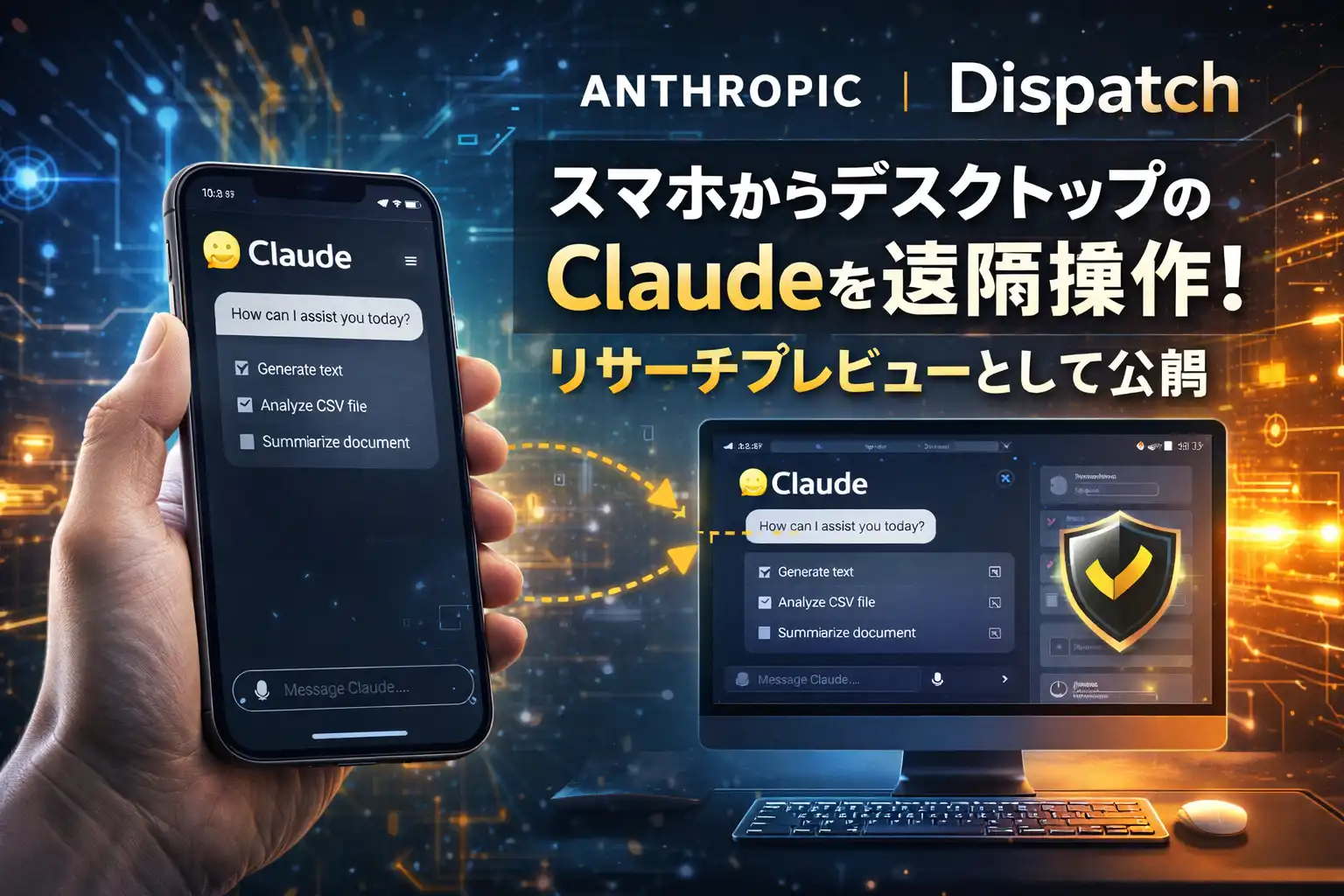 スマホからデスクトップのClaudeを遠隔操作！Anthropicが「Dispatch」をリサーチプレビューとして公開