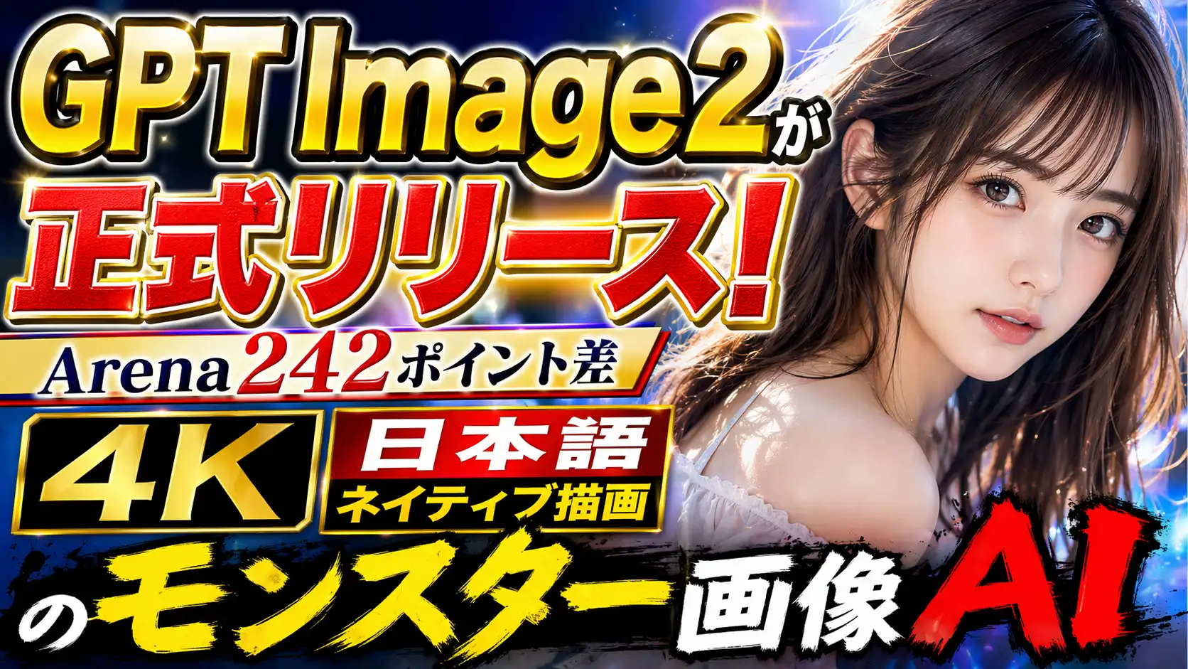 GPT Image 2が正式リリース！Arena242ポイント差・4K・日本語ネイティブ描画のモンスター画像AI